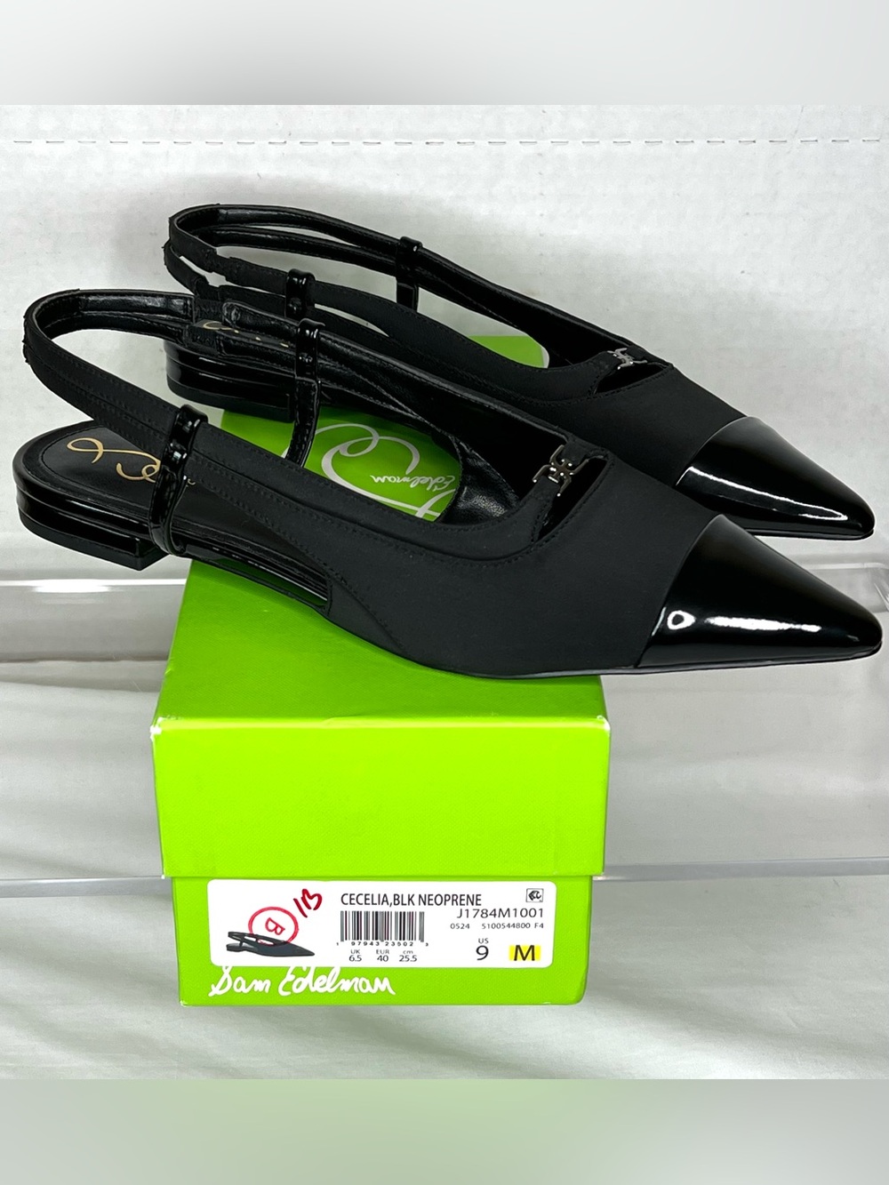 Sam Edelman Cecelia Black Neoprene Slingback, Women’s 9 NIB